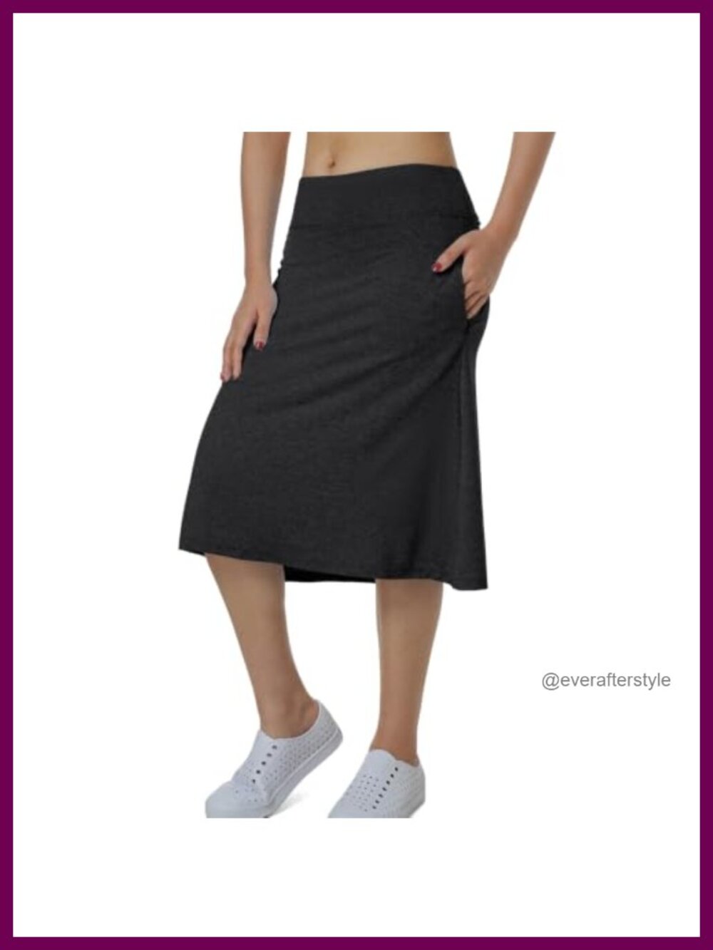 Women Midi Knee Length Skorts with Zipper Pockets Athletic Swim Skort